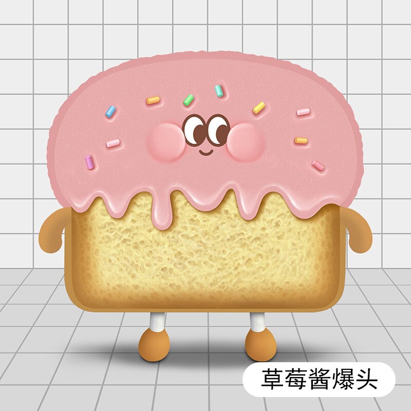 Cute Toast Bread Plush Pillow Toys Black Bread Pineapple Buns Chocolate Sauce Strawberry Jam Emotional Bread Soft Stuffed Toy: 04 XL