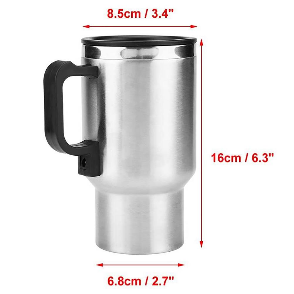 12V 450ml Stainless Steel Vehicle Heating Cup Electric Heating Car Kettle Camping Travel Kettle Water Coffee Milk Thermal Mug