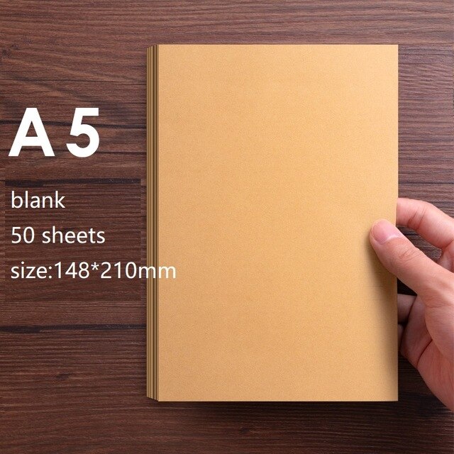 Vintage Kraft paper Writing Letter Stationery Romantic Japanese Style Letterhead Note craft Paper 50 sheets A4/B5/A5: A5 blank