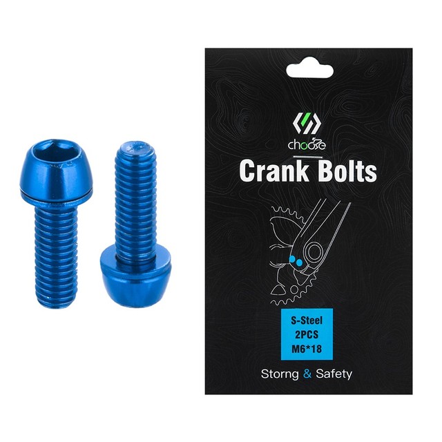 Pernos de manivela de bicicleta, tornillos de fijación de brazo de bielas de M6 x 18mm, ultraligeros de aleación de titanio para bicicleta de montaña y carretera: blue