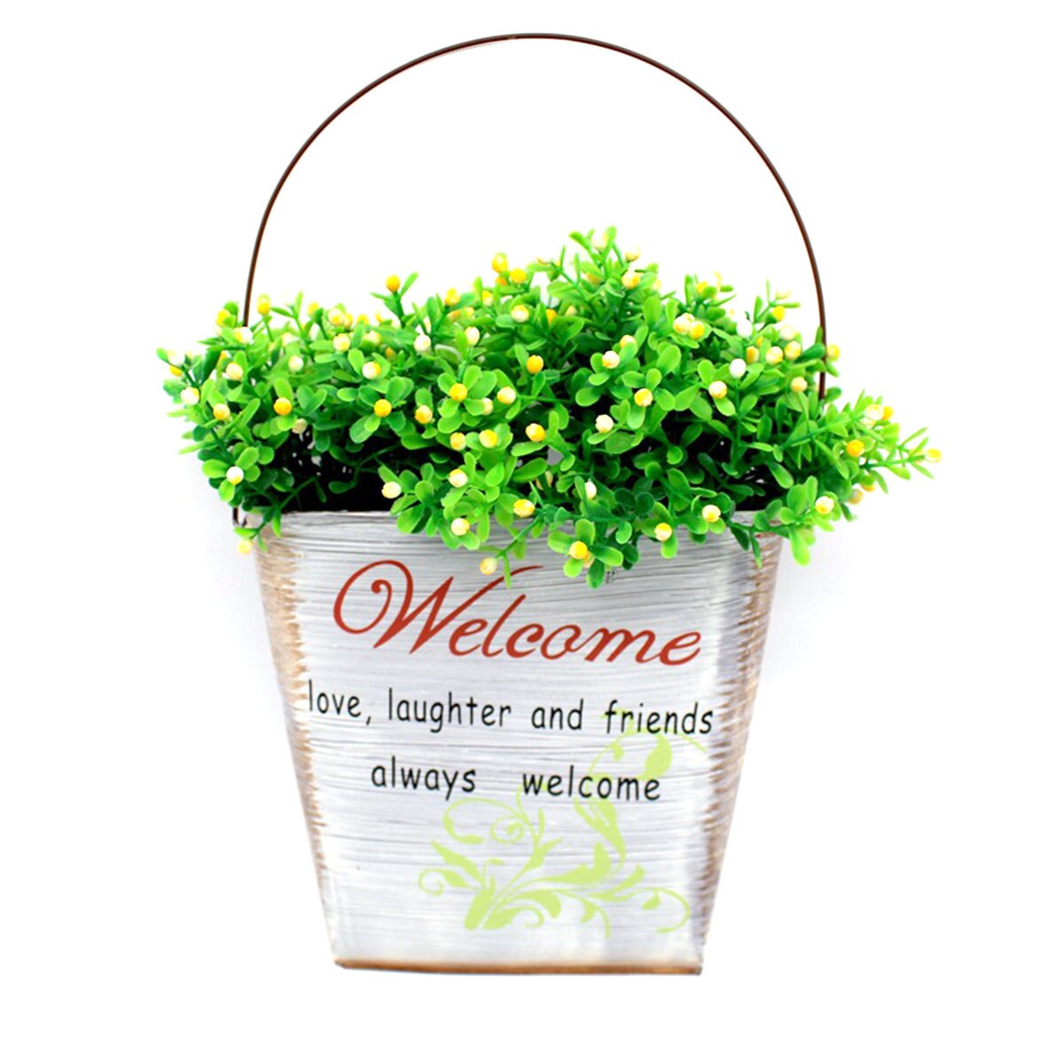 DIY Arts Crafts Flower Bucket Waterproof Mini Buckets Planter Pots Tray with Handles Windowsill Planter for Succulents Herbs: White