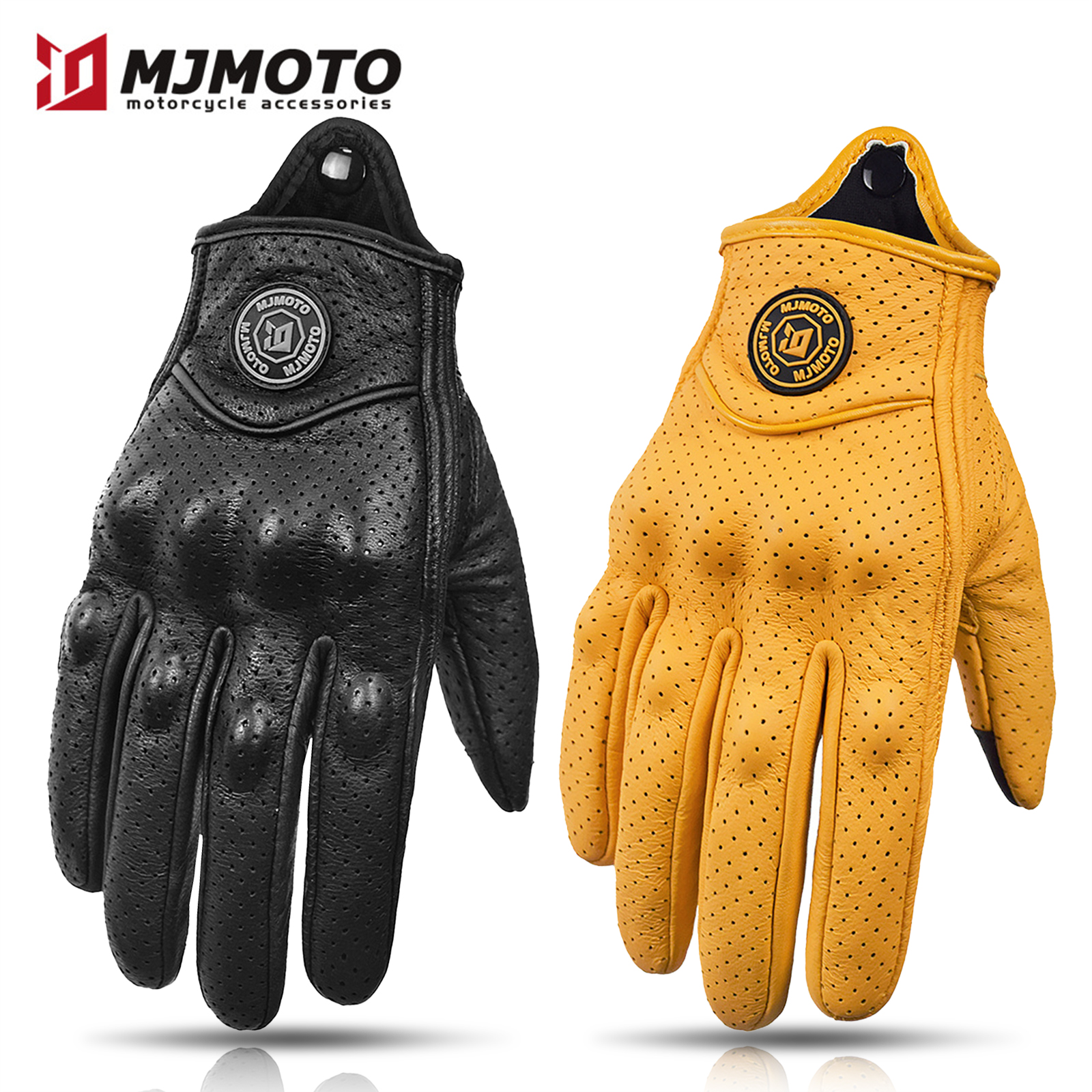 Klassische retro Leder Motorrad Handschuhe Sommer Tragen-Beständig Anti-Unterhose Männer Frauen Mountainbike Moto Radfahrer Fahrrad Zubehör