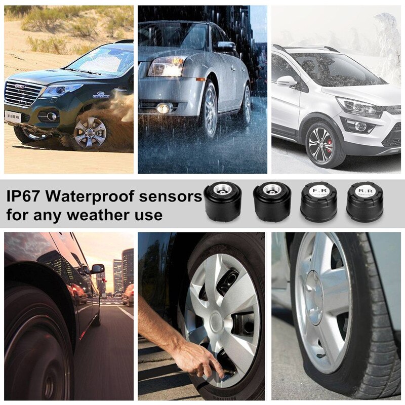 Jansite Tpms Draadloze Auto Bandenspanning Monitoring Intelligente Systeem Solar Power Charge Led Display 4 Externe Interne Sensoren