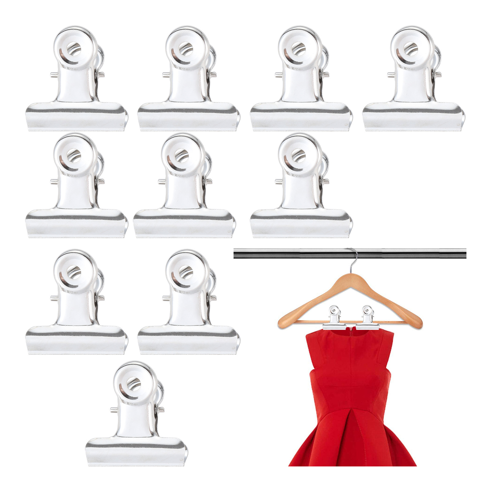 10Pcs Metal Round Grip Clips Bulldog Clip Ticket Paper Stationery Clip For Tags Bags Document Binder Clip Photo Clamp 32x30mm