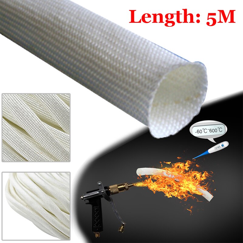 Glassfiber termisk isolasjon 2m/5m lengde hvit for webasto eberspacher for 22mm & 24mm eksosrør: 5m