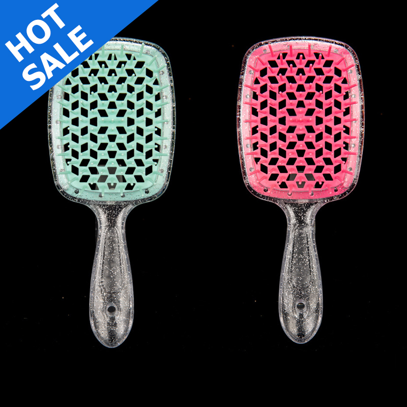 2pcs/set Wide Teeth Air Cushion Comb Massage Wet Dry Comb Demelante Brush Hollow Combs расчески Salon Barber Hair Brushes Kit: Yellow
