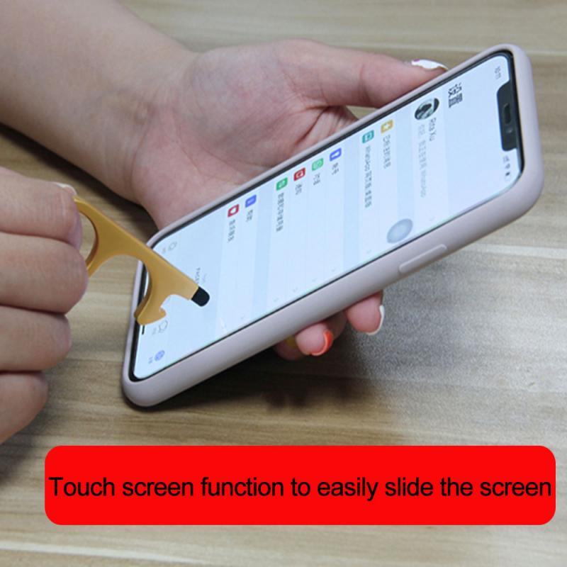 Portable Hygiene Hand Brass Contactless Door Opener Key Chain Elevator Handle Health Tool With Key Ring