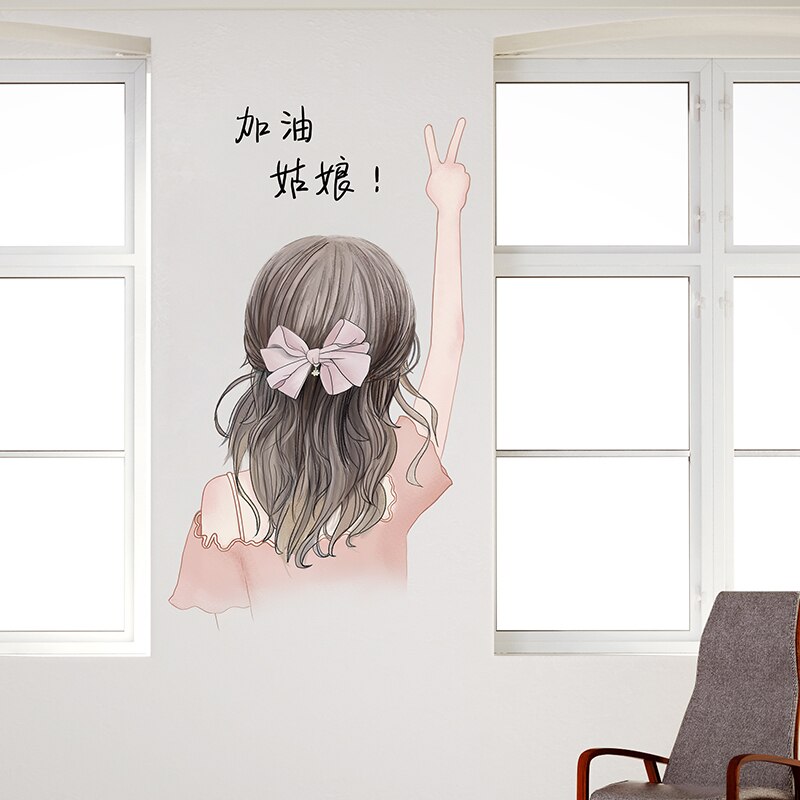Cartoon Girl Wall Stickers DIY Dandelions Flowers Wall Decor Decals for Living Room Kids Bedroom Kitchen Nursery Home Decoration