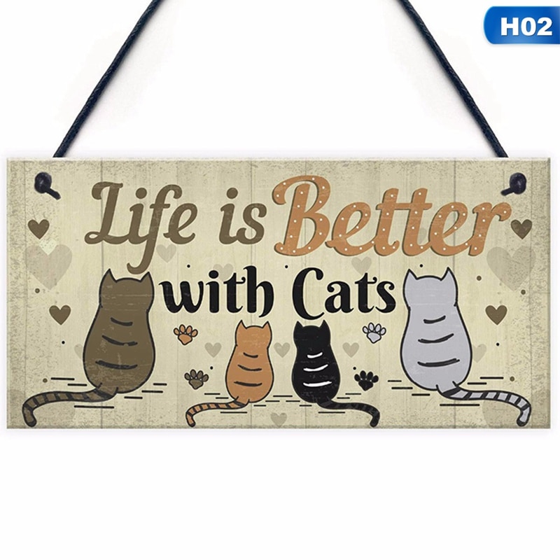 Trä vänskap katt husdjur tag graverad katt livet är bättre med katt tag inspirerande husdjur taggar för kattälskare
