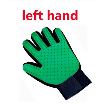 Guante de aseo para gatos, cepillo de limpieza de mascotas de goma y lana para eliminar el pelo, peine para gatos, cepillo limpiador para masaje y removedor de pelo: left Green