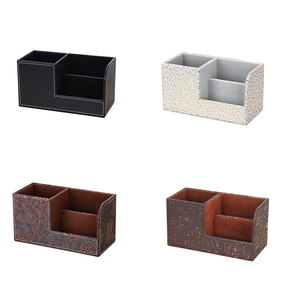 Pen holder Pencil Box Leather Desk Organizer Cell phone stand Name Card Holder Office Storage box