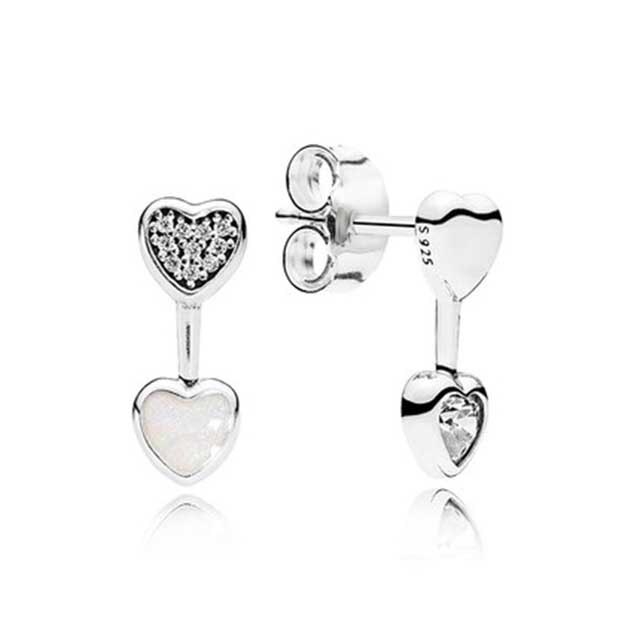 CHAMSS 100% argento Sterling 925 1:1 genuino sorriso orecchini lunghi cuore stella geometrica laminazione fascino orecchio: 6