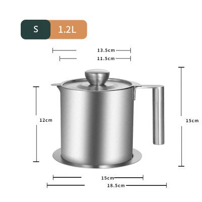 Deep Frying Pot Thermometre Tempura Fryer Pan Temperature Control Fried Chicken Pot Cooking Tools Stainless Steel Kitchen Tool: 1.2L