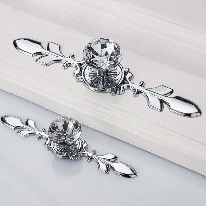 Zinklegering Diamant Kristal Handvat Europese Minimalistische Transparant Kristal Enkel Gat Kast Kledingkast Deurklink Glas Boor H