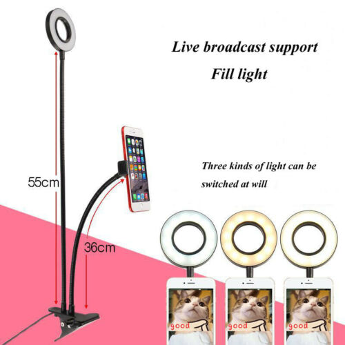 Selfie Flash Ring Light + Mobile Phone Holder 24 LED Camera White USB Clip On