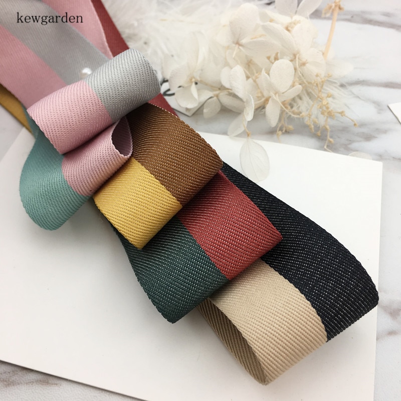 kewgarden 40mm 4cm Double Color Joining Together Satin Ribbons DIY Bowknot Accessories Cotton Ribbon Handmade Tape Riband 6M/lot