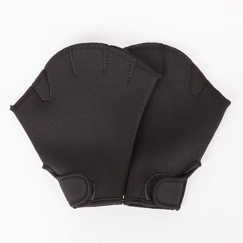 1 para rękawice do pływania woda Fitness odporność na wodę Aqua Fit Paddle treningowe rękawiczki bez palców do łatwego pływania i nurkowania: black / M