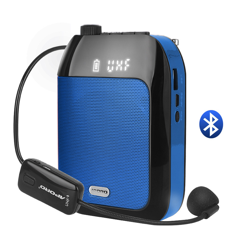 Bluetooth uhf trådløs stemmeforstærker bærbar til undervisning forelæsning tour guide u-disk megafon mikrofonhøjttaler