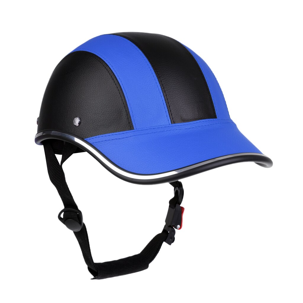 Unisex cykel cykelhjelm baseball cap anti uv sikkerhed cykel hjelm justerbar hakestrop road cykel hjelm til mtb skøjteløb: Sortblå