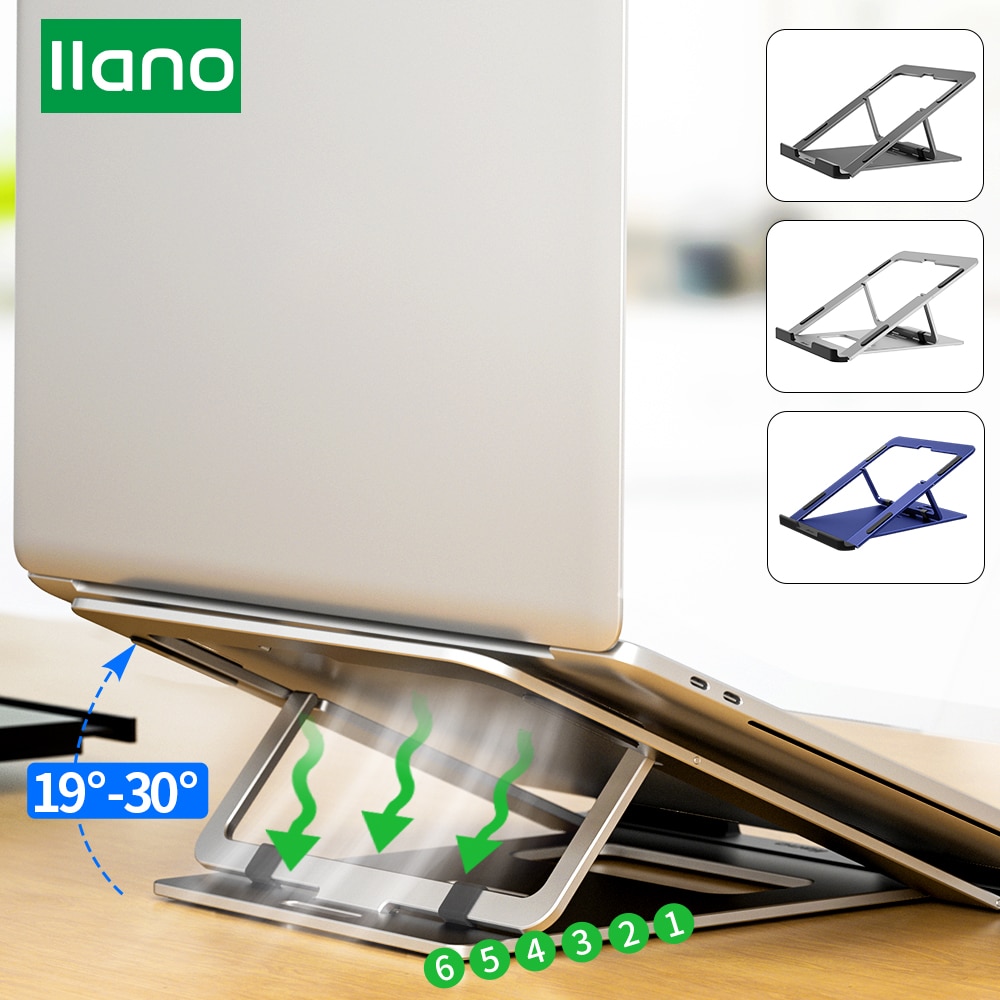 LLANO Adjustable Laptop Stand Foldable Non-Slip Desktop Notebook Laptop Holder 10-15.6 Inch For Macbook/Pro Air/iPad/Pro/DELL/HP