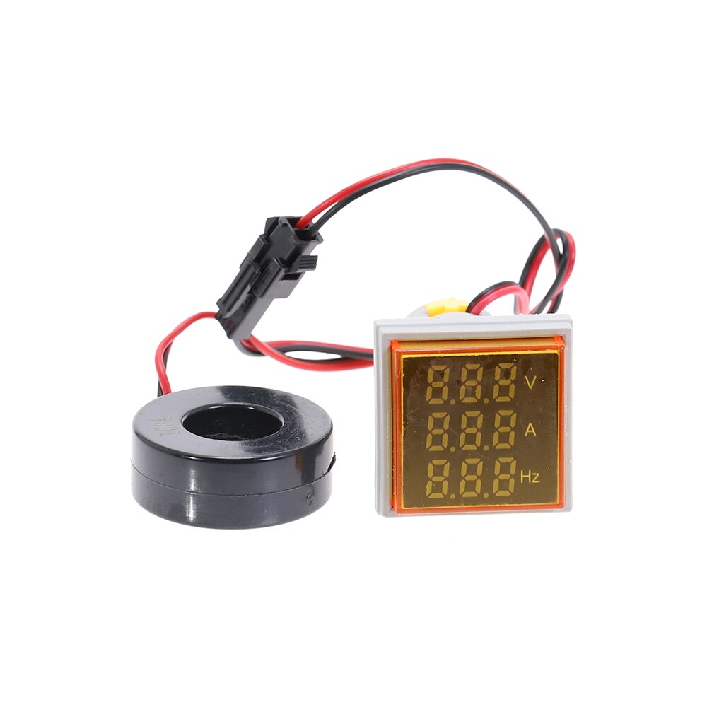 Mini digital voltmeter amperemeter 22mm kvadrat  ac 50-500v 0-100a 0-99hz amp volt hertz spændingstester meter led pilot lampe lys