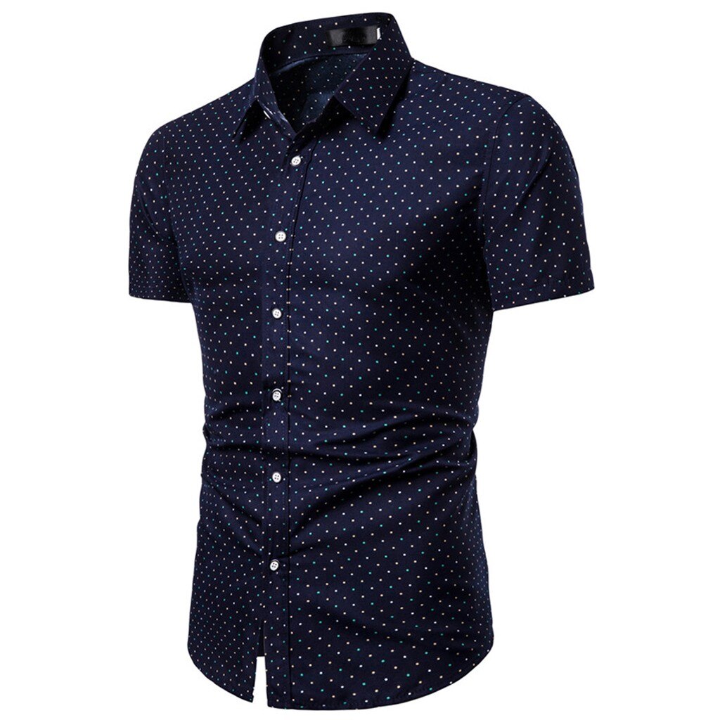 Summer Men's Shirts Casual Print Short Sleeve Slim Shirts Men Streetwear Turn Down Colla Casual Blouse Top camisa masculina