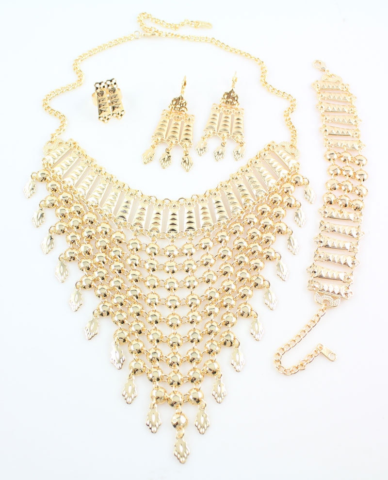 Dubai Gold Color Wedding Bridal Accessories Costume Necklace Set African Costume Jewelry Sets