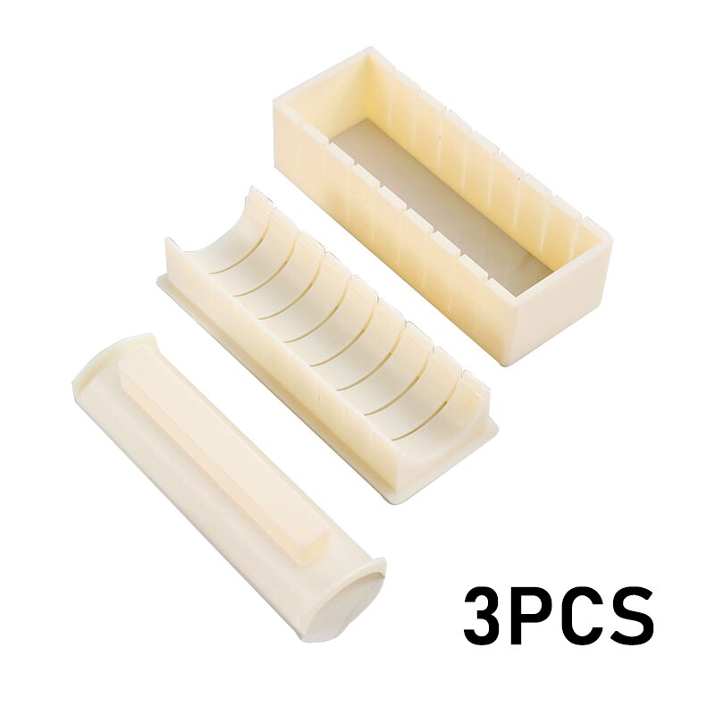 10Pcs/Set DIY Sushi Maker Kit Kitchen Sushi Tool Making Machine Roller Rice Mold Sushi Vegetable Meat Rolling Gadgets: 3PCs