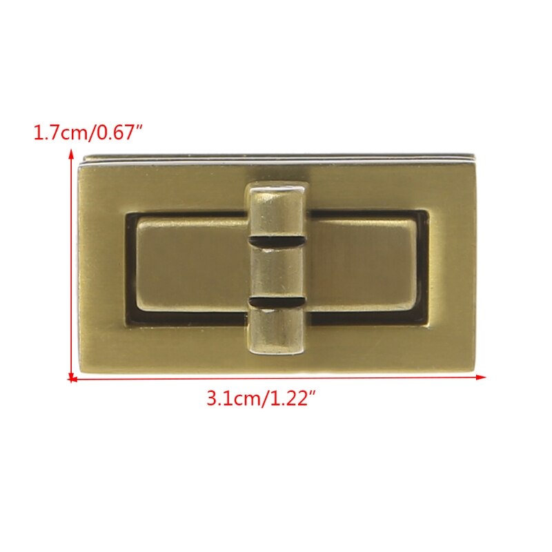 Rectangle Shape Clasp Turn Lock Twist Locks DIY Leather Handbag Bag Hardware