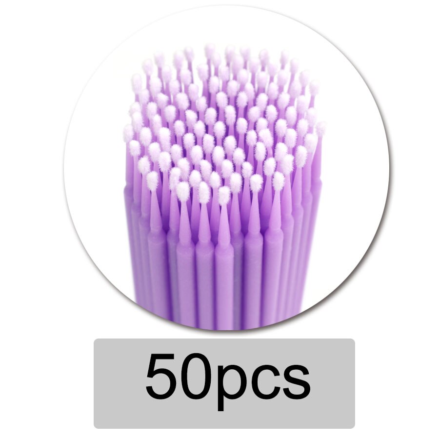 50pcs Disposable MicroBrush Eyelashes Extension Individual Lash Removing Swab Micro Brush For Eyelash Extension Tools: 50 pcs lightpurple
