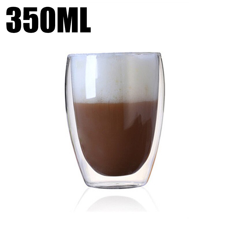 Double Wall High Borosilicate Glass Mug Heat Resistant Tea Milk Lemon Juice Coffee Water Cup Bar Drinkware Lover Creativity: H 350ML