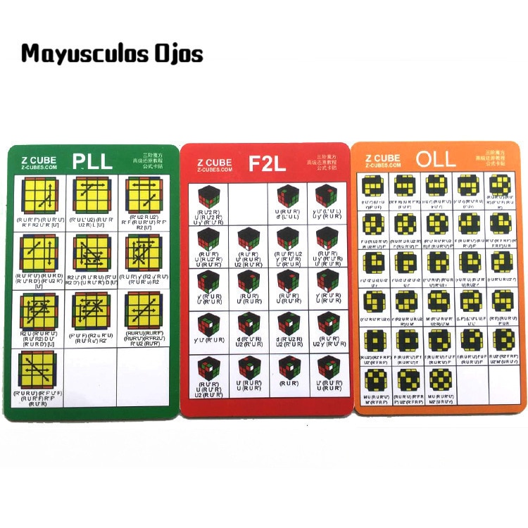 Mf 3 stk zcube cfop rack-kort magic cube speed twist formelkort  f2 ollpll avanceret formel tutorial