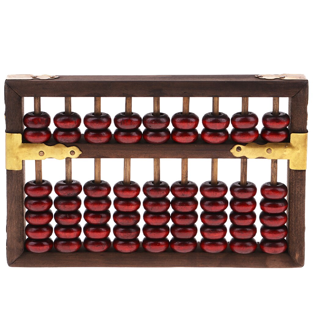 Chinese Wooden Adding Machine Arithmetic 9 Digits Calculating Tools