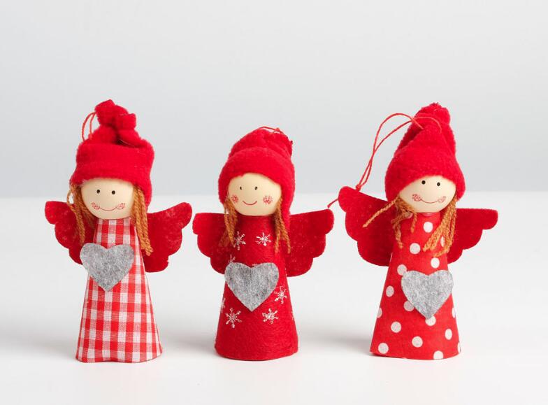 6 Stuks Kerst Engel En Sneeuwpop Doek Pop Beschrijving Kerst Opknoping Ornamenten Hanger Kerstcadeau