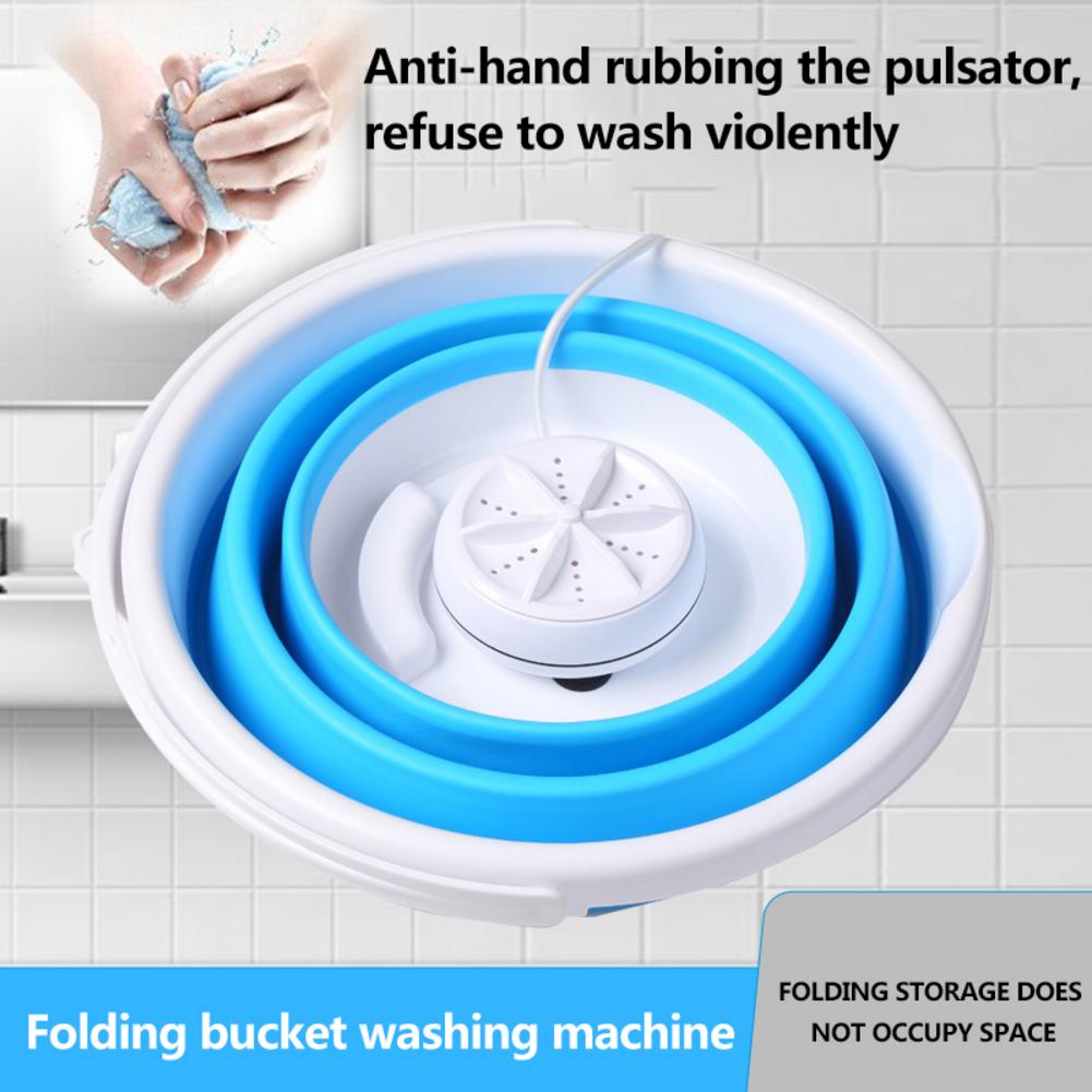 3-in-1 Portable Mini Turbo Washing Machine with Foldable Tub USB Powered Compact Ultrasonic Turbine Washer Lightweight