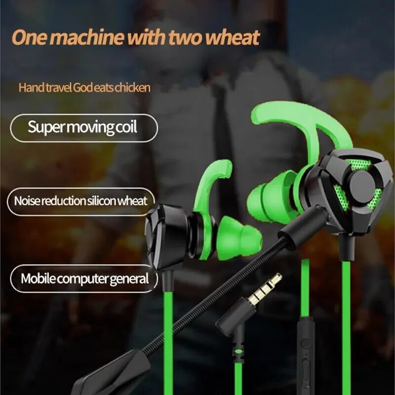 E Sports Gaming with Microphone In-ear Headphones Noise-cancelling Plug-in Mobile Computer Earbuds Wired Earphone PUBG Headset