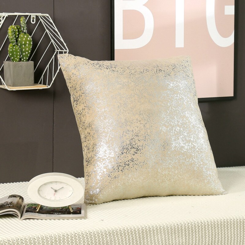 Luxe bronzen gouden zilverfolie kussenhoes decoratieve kussens voor kantoor, hotel, auto, effen kleur serie kussensloop