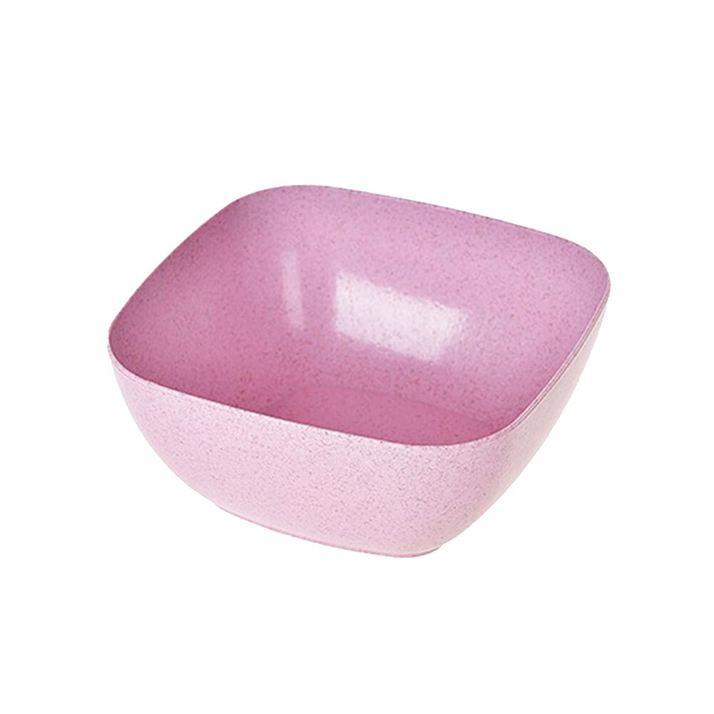 Cuenco cuadrado para ensalada, Bol de paja de trigo para sopa, respetuoso con el medio ambiente, para aperitivos, fruta seca, plato de almacenamiento: Rosa