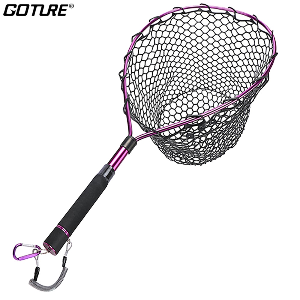 Goture-Red de aterrizaje de pesca con mosca, marco de aleación de Alunimum, malla de goma suave, mango de EVA, carpa, lubina, trucha, aparejos de pesca