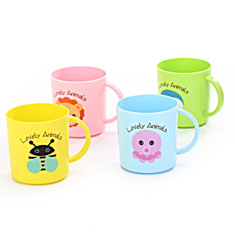 Kids Cup Toddler Child Plastic Drinking Cups Cartoon Printing Resuable Drinking Cup Handle Random Color