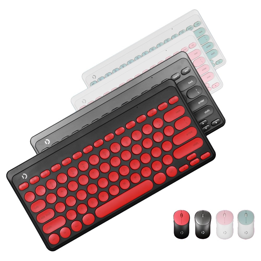 Wireless Keyboard and Mouse Combo Portable Silent Chocolate Key Ultra-Thin Cute Mini Keyboard Mice Set for Office Laptop PC