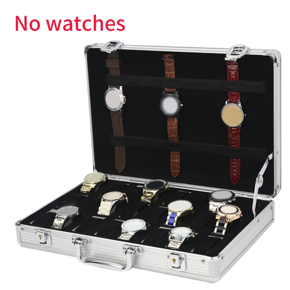 Aluminiumlegering 24 Grid Duurzaam Horloge Doos Draagbare Volledige Beschermende Thuis Organisator Koffer Collectie Sieraden Opslag
