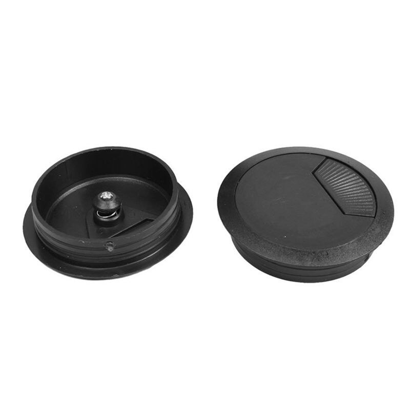 5 Pcs Zwart 70Mm Dia Ronde Plastic Kabel Gat Covers Voor Computer Bureau