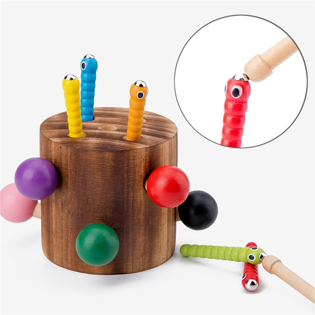 Educatief Baby Kids Houten Magnetic Catch Insect Zuigeling Intelligentie Speelgoed