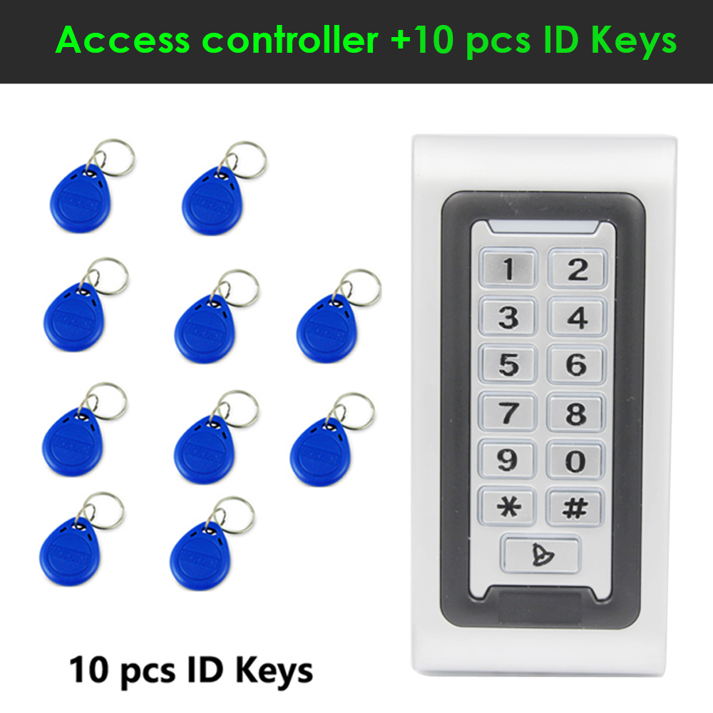 Backlight Metal Stainless steel access control Reader 2000Users WG26 input and output security 125Khz RFID Access Control Keypad: AC 10pc ID key