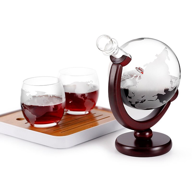 Carafe de de Globe gravé avec le verre gravé de boule pour le whisky de liqueur Bourbon QP2