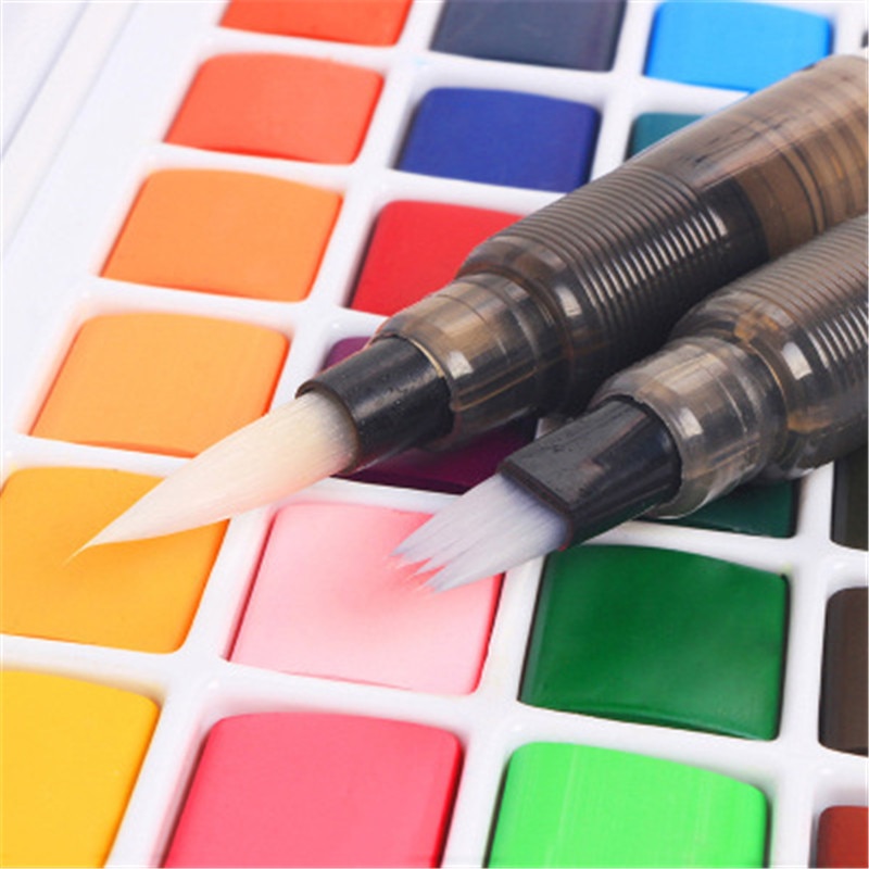 Conjunto de desenho com 12/18/24/36 cores, iniciante de pigmento de aquarela com cor de água, escova portátil, caneta, pintura profissional, arte suprimentos