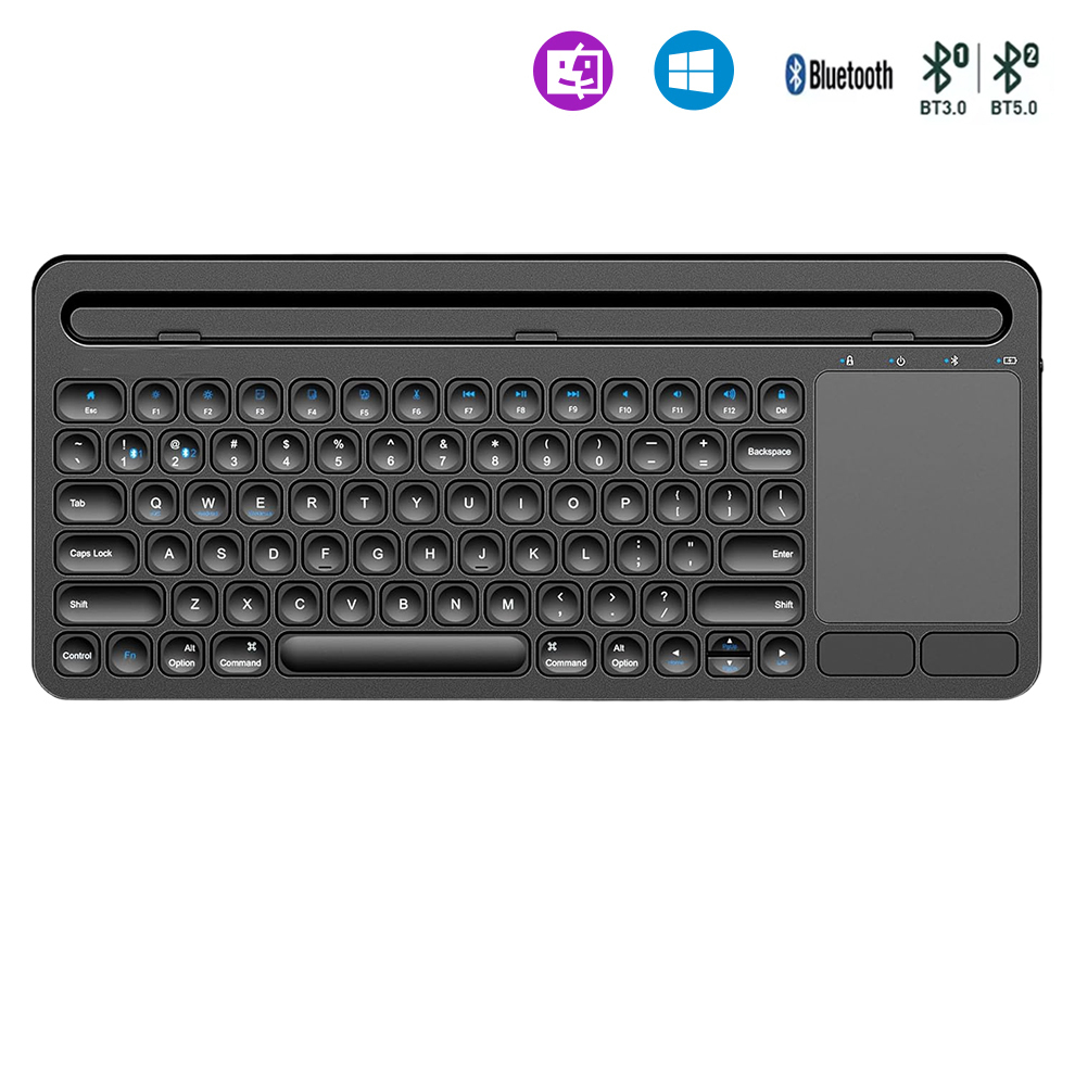 Bluetooth-Tastatur mit Touchpad, Bluetooth 5.0-Tastatur für mehrere Geräte, kabellose iPad-Tastatur mit Touchpad, wiederaufladbar: Gelb Schalter