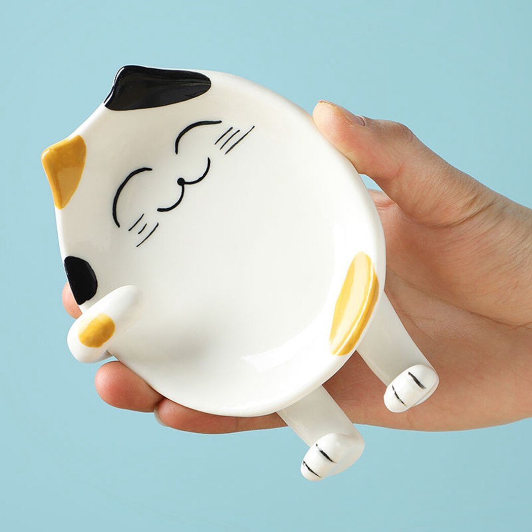 Support de cuillère en céramique résistant à la chaleur, dessin animé, outils de cuisine, cuillère repos chat porte-cuillère en céramique, porte-ustensiles spatule, étagères de rangement