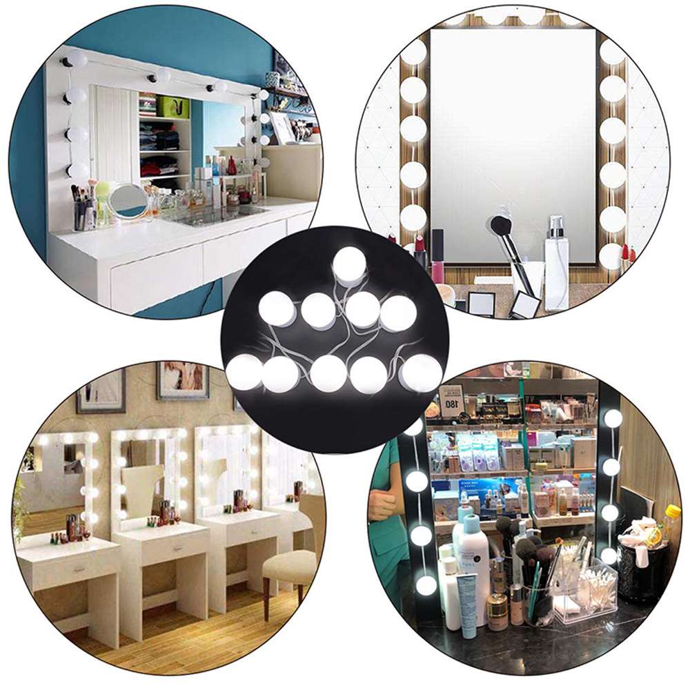 10pcs Mirror Light Bulb Kit DC 5V 2A Makeup LED Bulb USB Wall Lamp Makeup Lights for Dressing Table Cosmetic Tool
